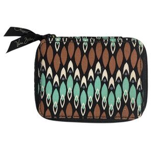 Vera Bradley Sierra Stream Brown Turquoise Zipper Travel Jewelry Accessory Box